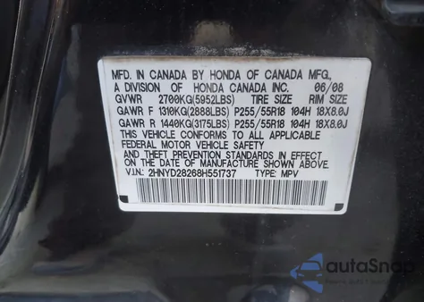 2008 Acura Mdx z USA, uszkodzony, nr VIN 2HNYD28268H551737